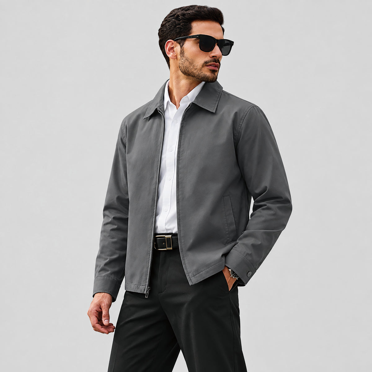Men's Lightweight Cotton Jacket Full Zip with 3 Pockets