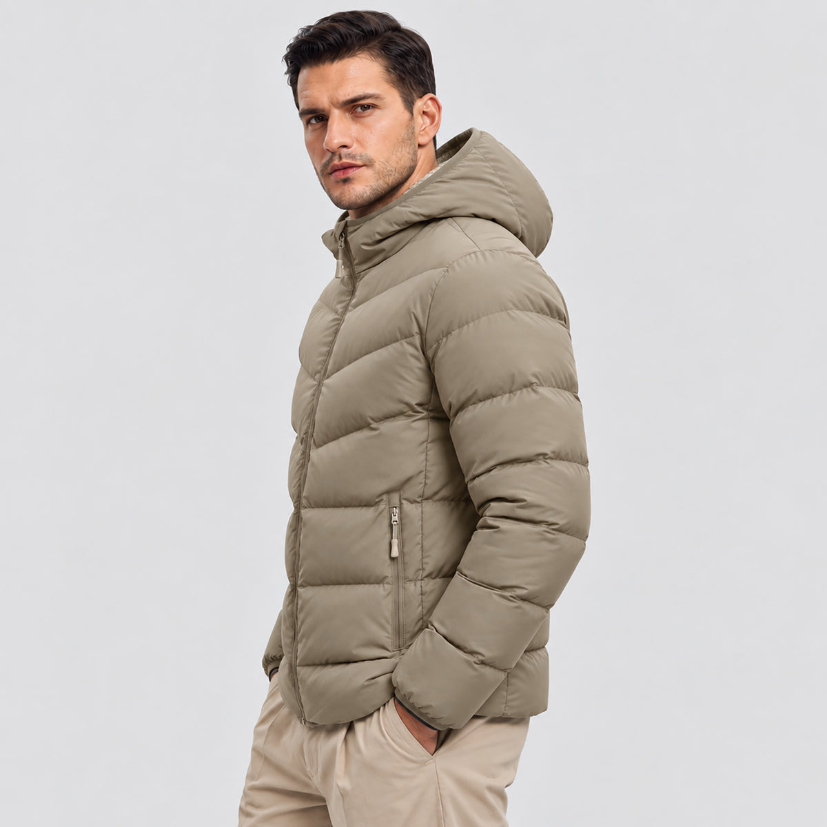 Men's Lightweight Quilted Puffer Jacket with Hood