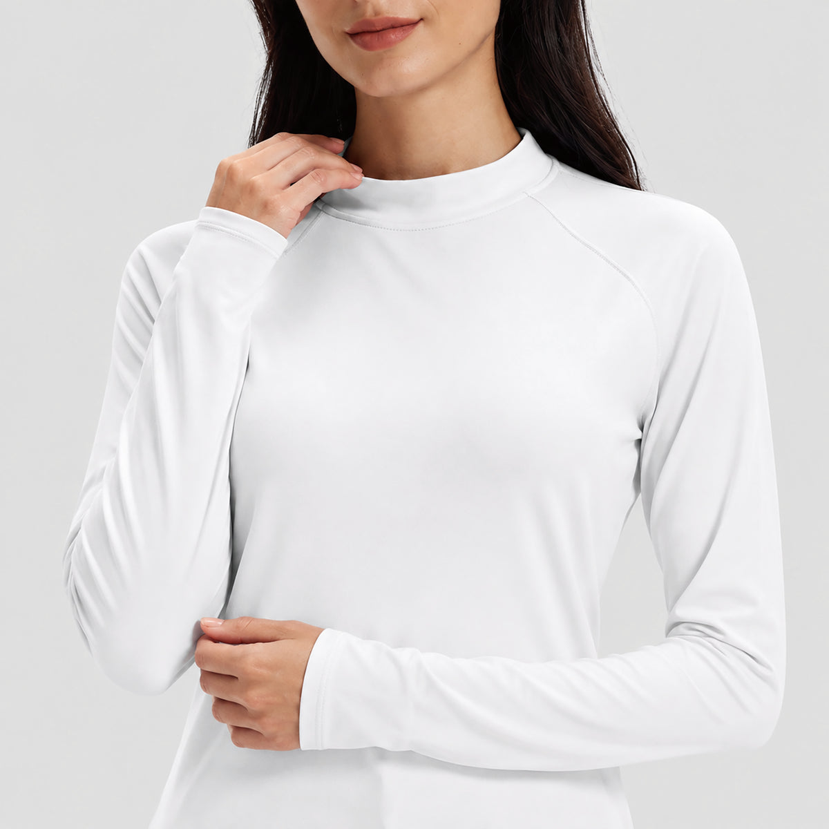 Women's Fleece Lined Thermal Shirt Mock Neck Long Sleeve Base Layer