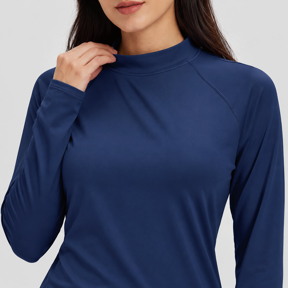 Women's Fleece Lined Thermal Shirt Mock Neck Long Sleeve Base Layer