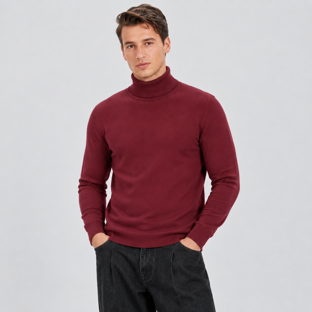 Men's Lightweight Knit Turtleneck Sweater