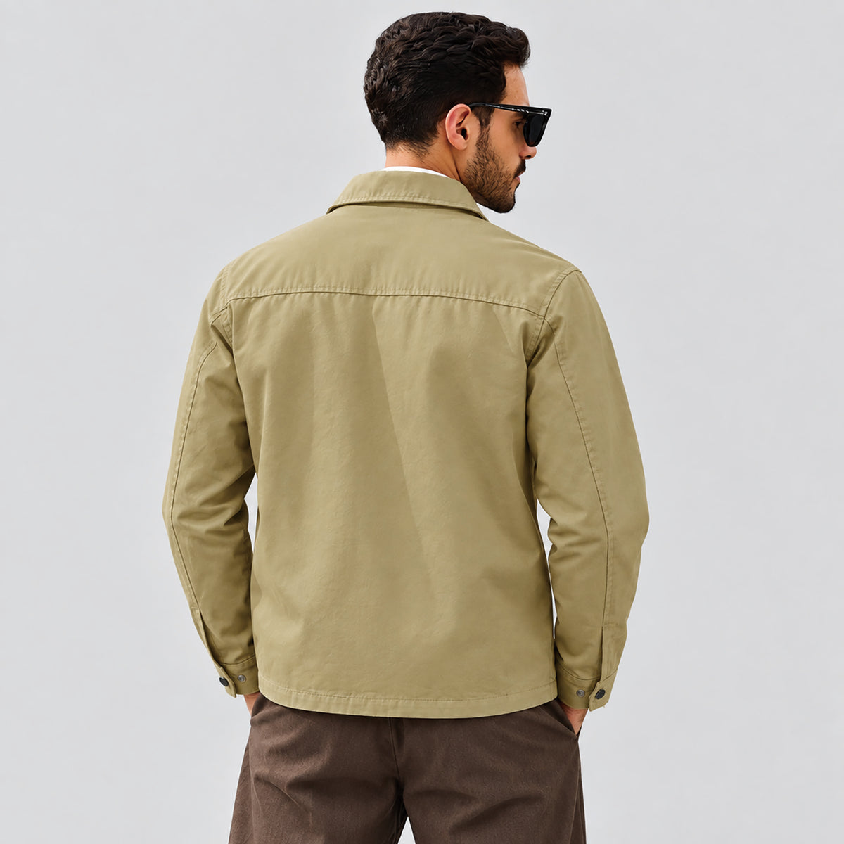 Men's Lightweight Cotton Jacket Full Zip with 3 Pockets