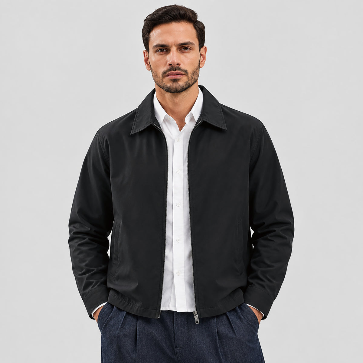 Men's Lightweight Cotton Jacket Full Zip with 3 Pockets