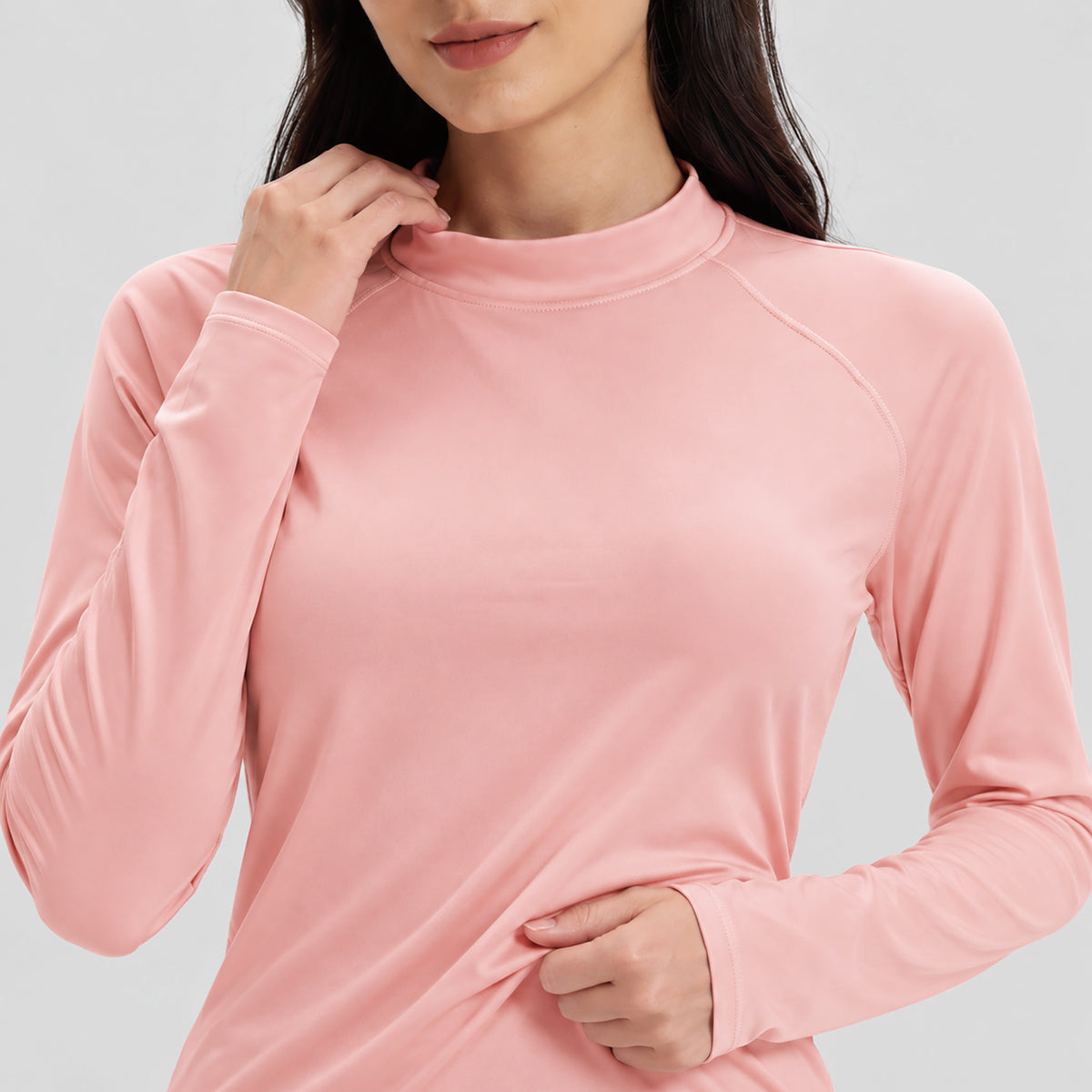 Women's Fleece Lined Thermal Shirt Mock Neck Long Sleeve Base Layer