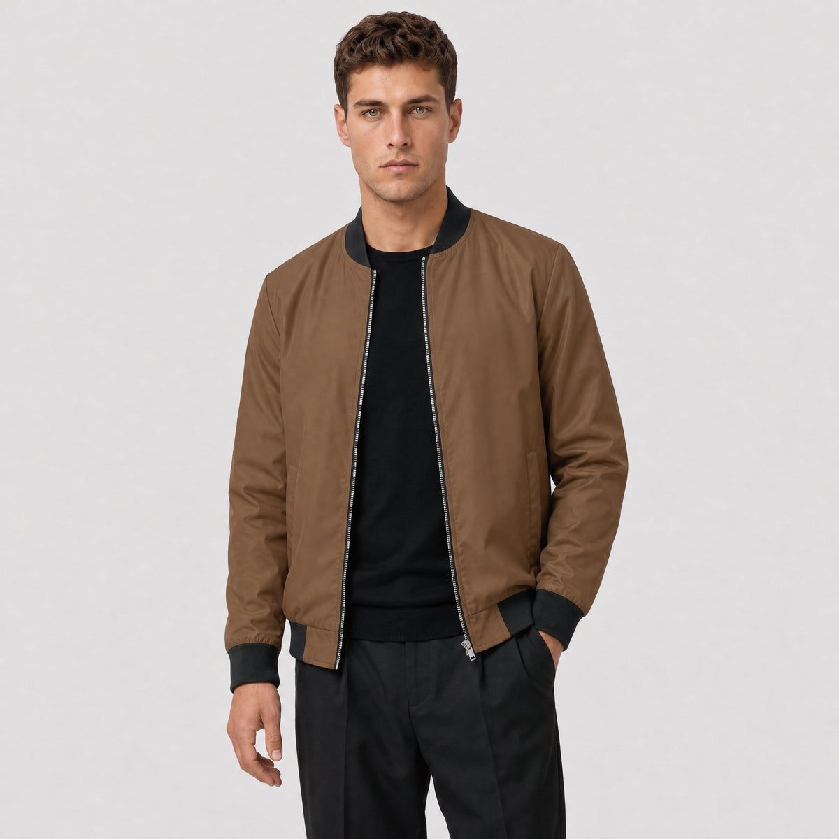Men's Bomber Jacket Lightweight Windbreaker with Pockets