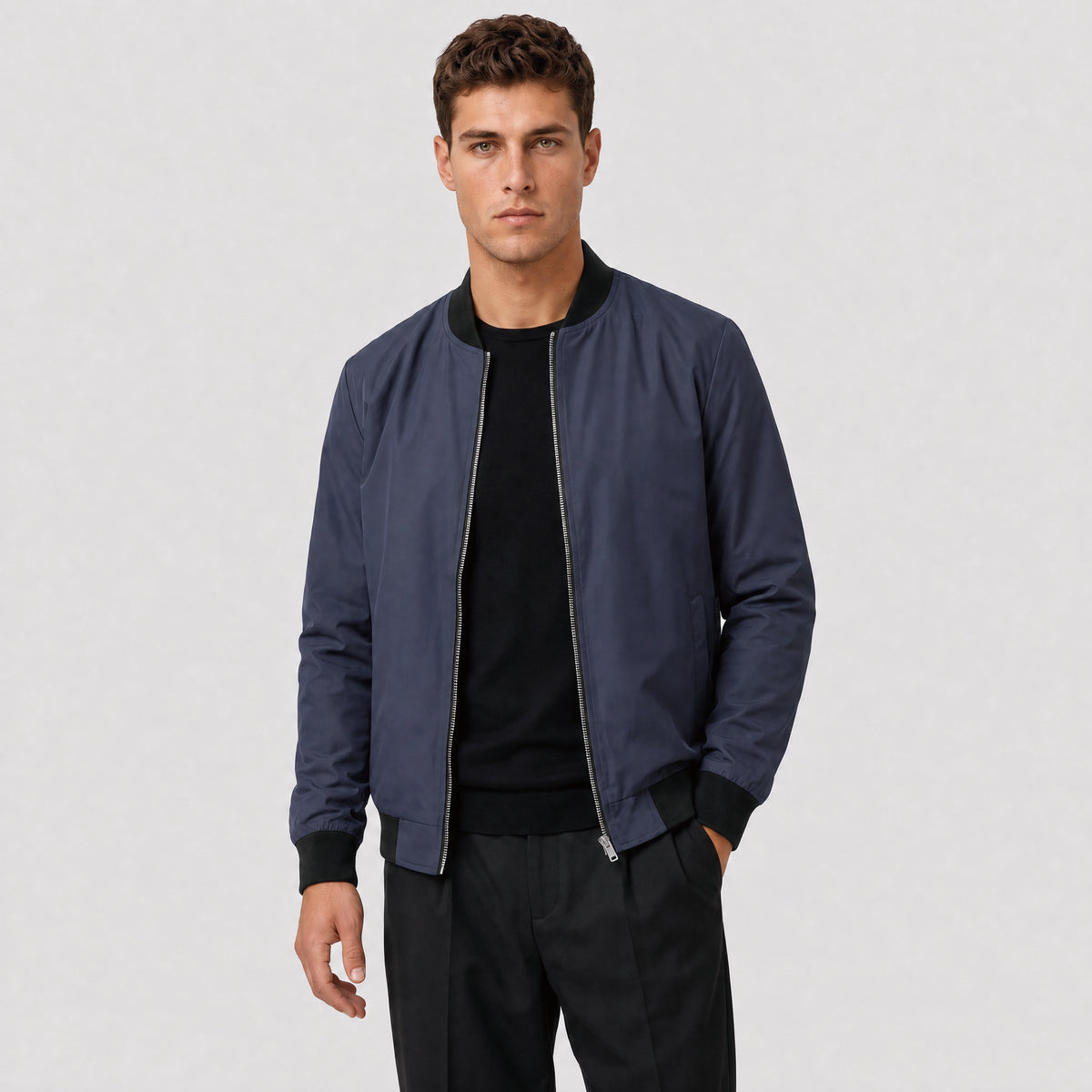 Men's Bomber Jacket Lightweight Windbreaker with Pockets