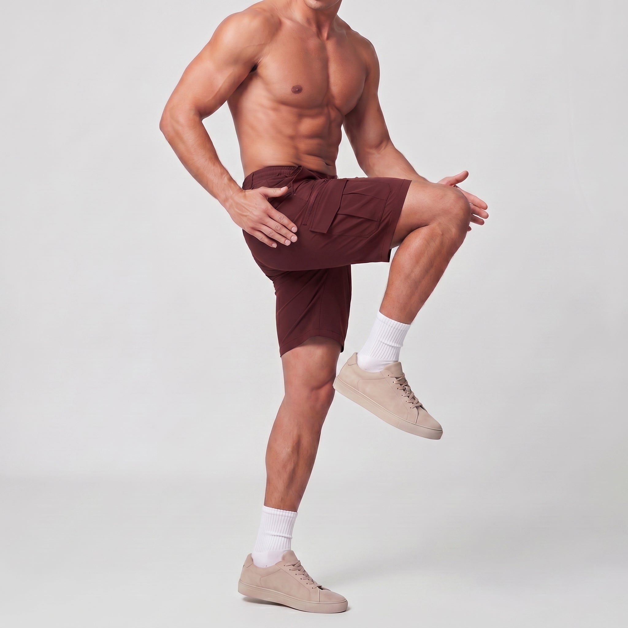 Men 9 Inch Hiking Cargo Shorts - Water Resistant 7 Pocket Stretch Tactical Shorts Wine Red by MAGCOMSEN