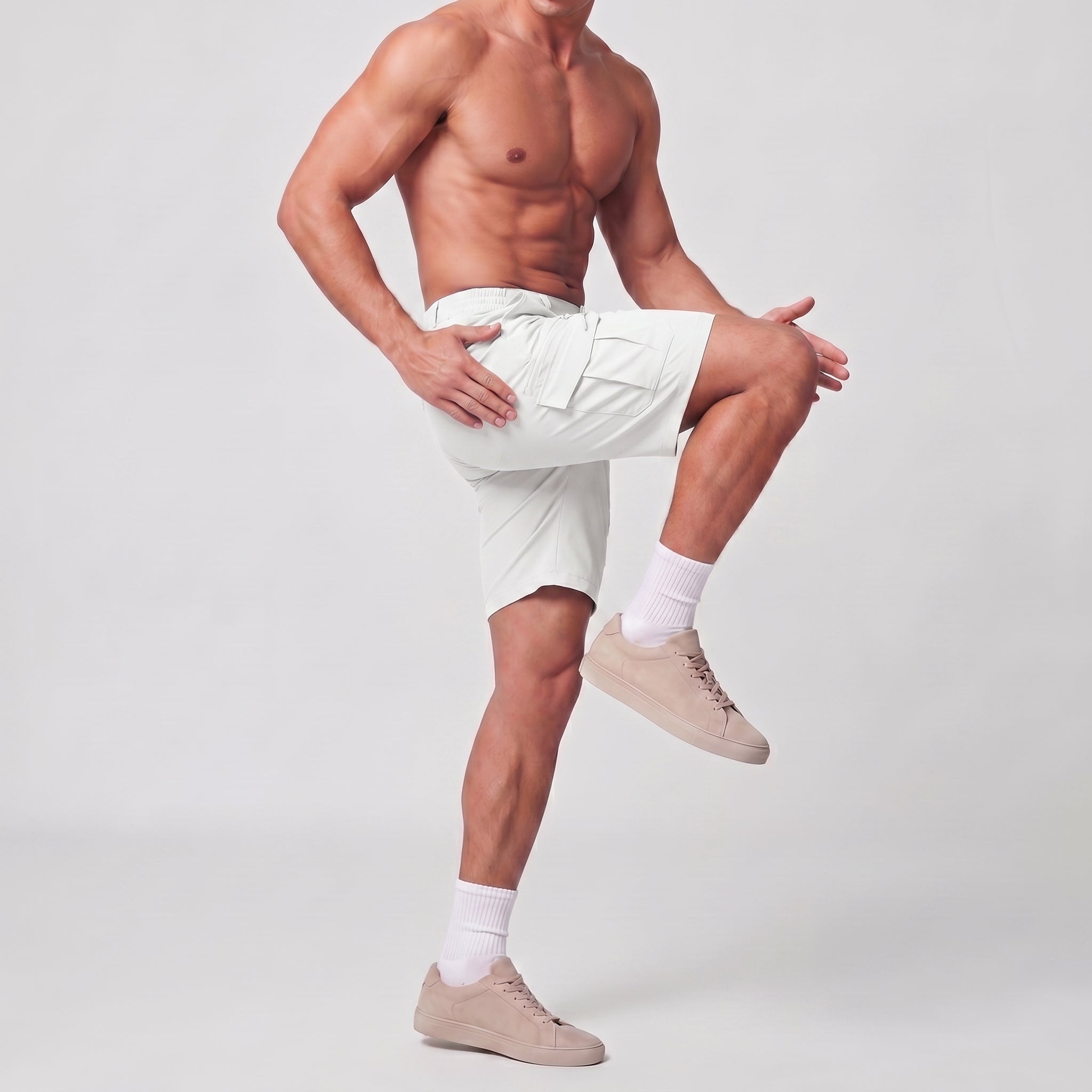 Men 9 Inch Hiking Cargo Shorts - Water Resistant 7 Pocket Stretch Tactical Shorts White by MAGCOMSEN