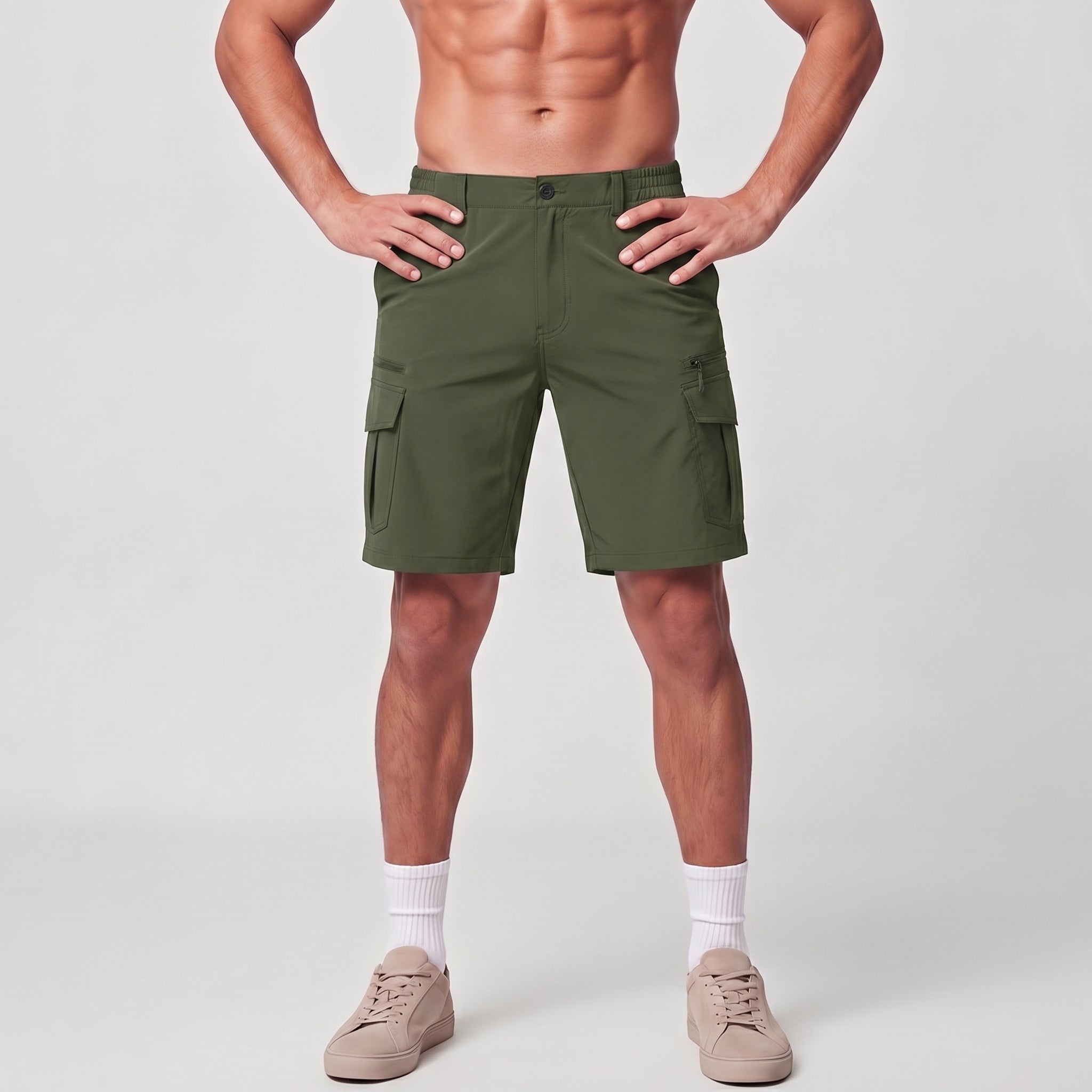 Men 9 Inch Hiking Cargo Shorts - Water Resistant 7 Pocket Stretch Tactical Shorts Army Green by MAGCOMSEN