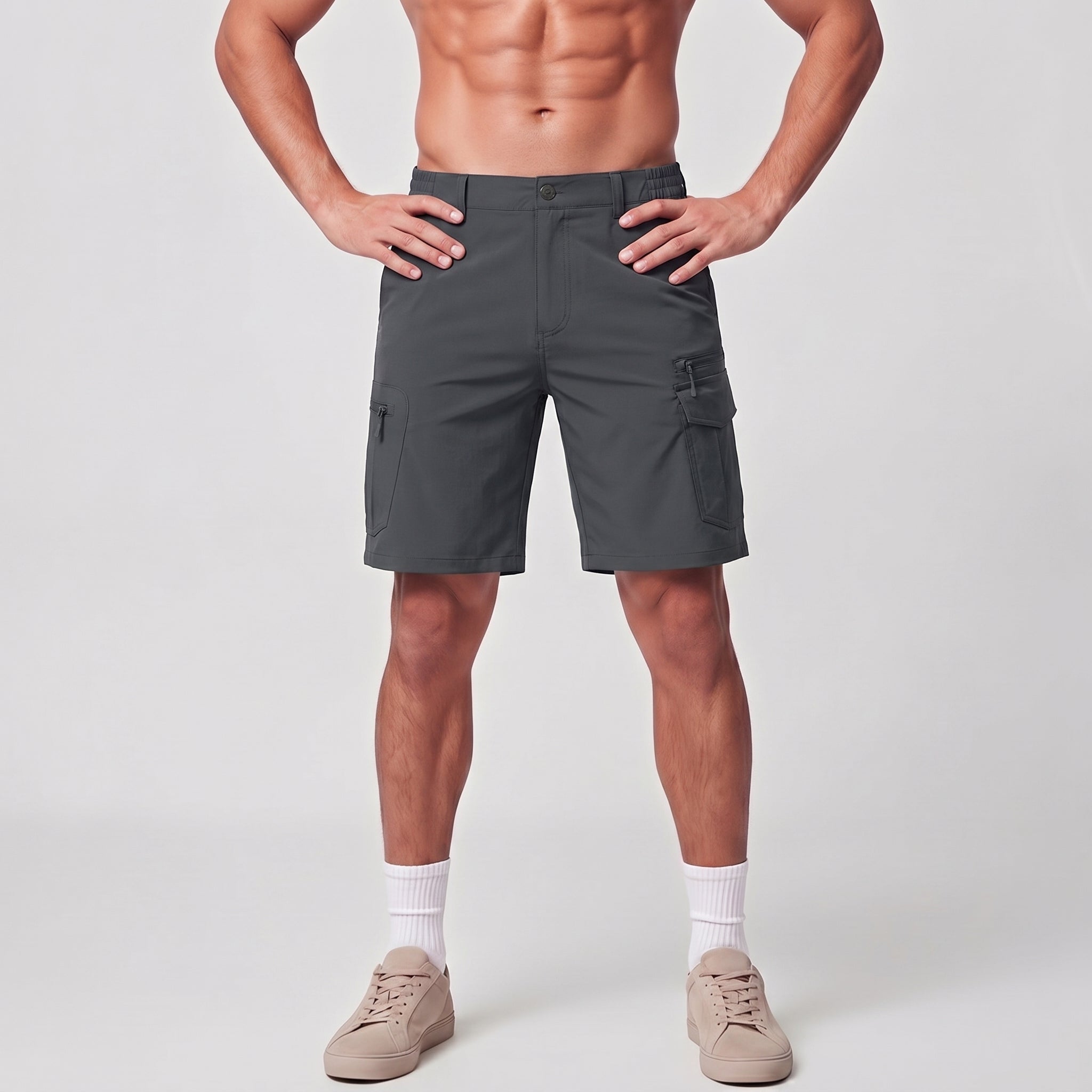 Men 9 Inch Hiking Cargo Shorts - Water Resistant 7 Pocket Stretch Tactical Shorts Dark Grey by MAGCOMSEN