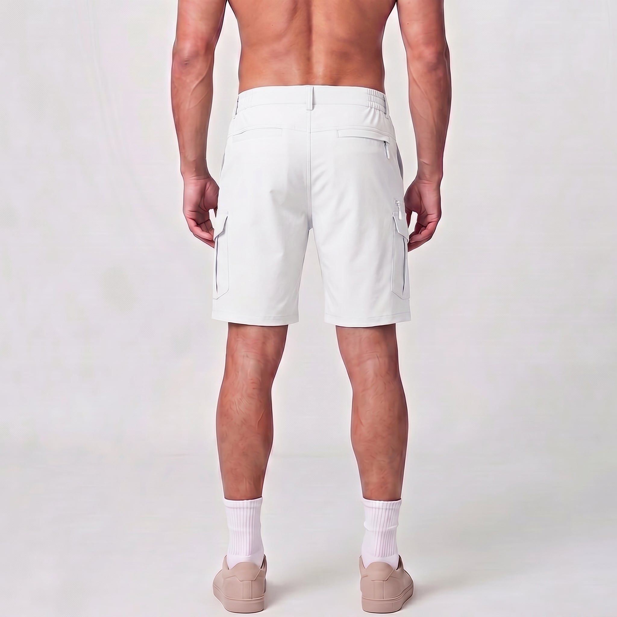 Men 9 Inch Hiking Cargo Shorts - Water Resistant 7 Pocket Stretch Tactical Shorts White by MAGCOMSEN