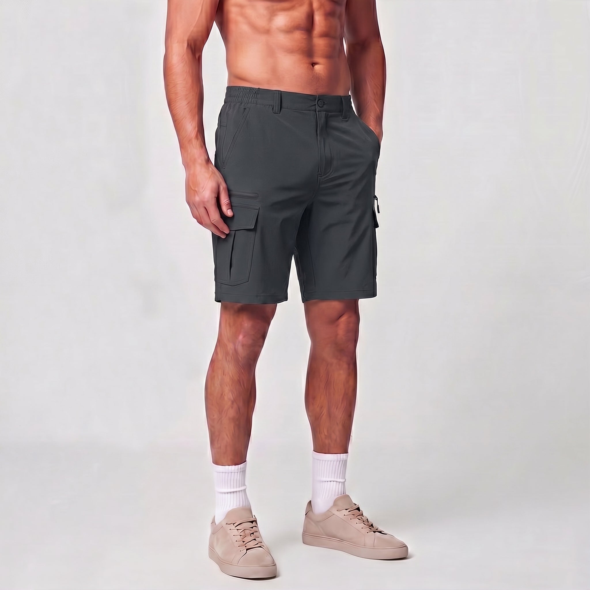 Men 9 Inch Hiking Cargo Shorts - Water Resistant 7 Pocket Stretch Tactical Shorts Dark Grey by MAGCOMSEN