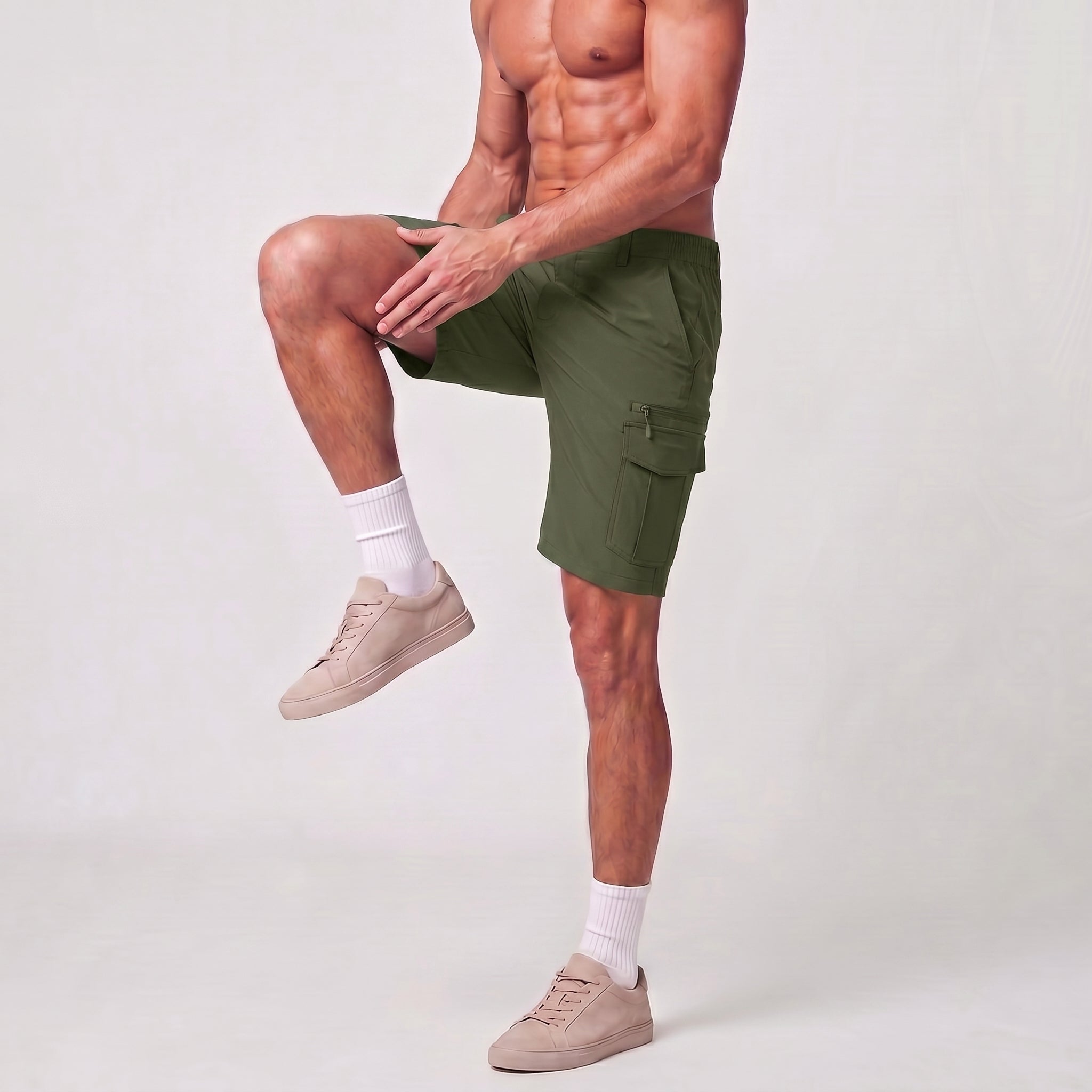 Men 9 Inch Hiking Cargo Shorts - Water Resistant 7 Pocket Stretch Tactical Shorts Army Green by MAGCOMSEN