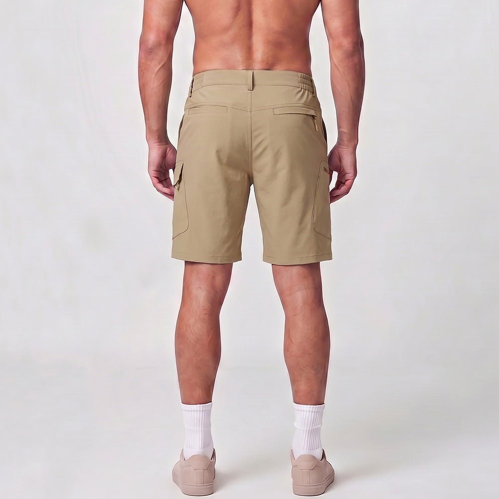Men 9 Inch Hiking Cargo Shorts - Water Resistant 7 Pocket Stretch Tactical Shorts Khaki by MAGCOMSEN