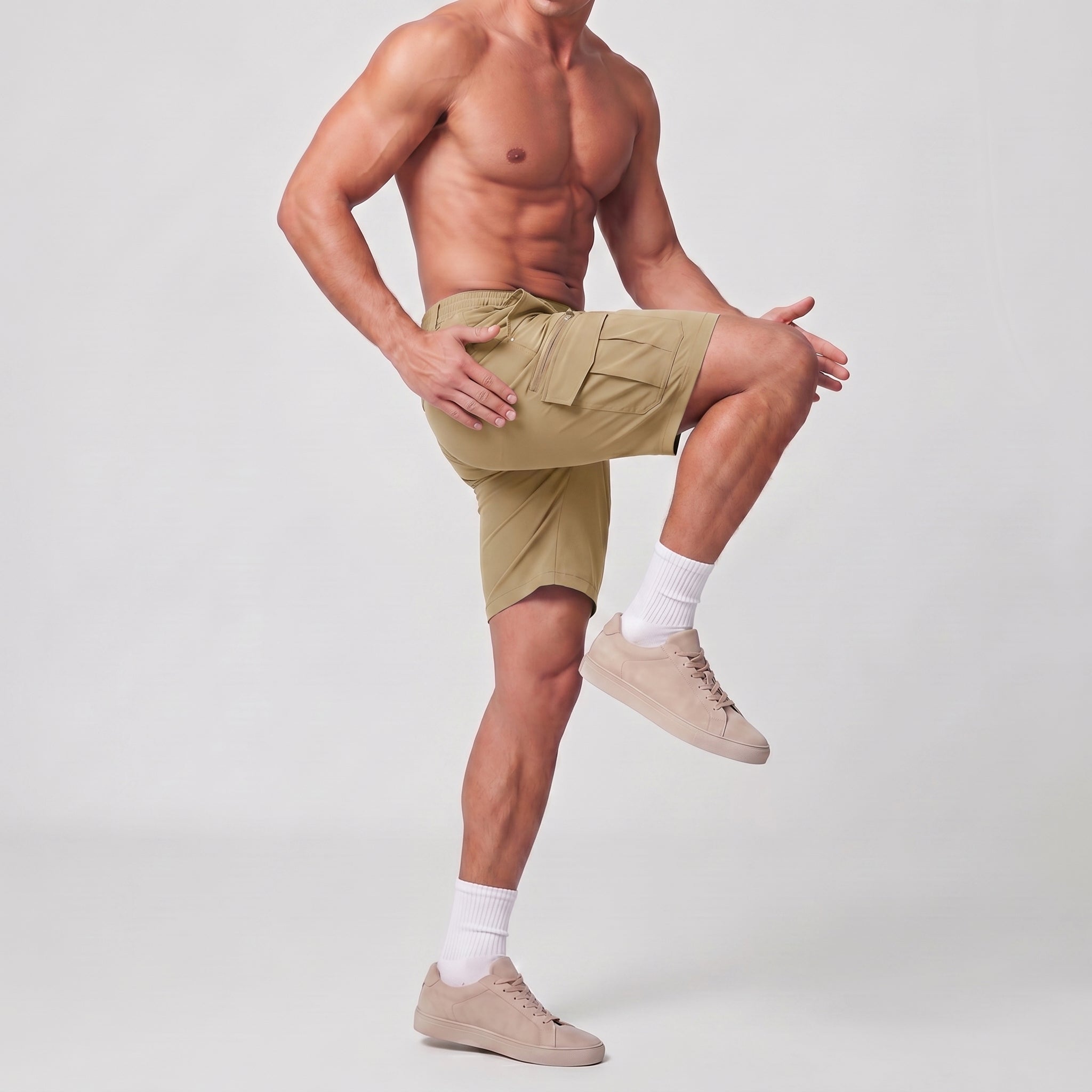 Men 9 Inch Hiking Cargo Shorts - Water Resistant 7 Pocket Stretch Tactical Shorts Khaki by MAGCOMSEN