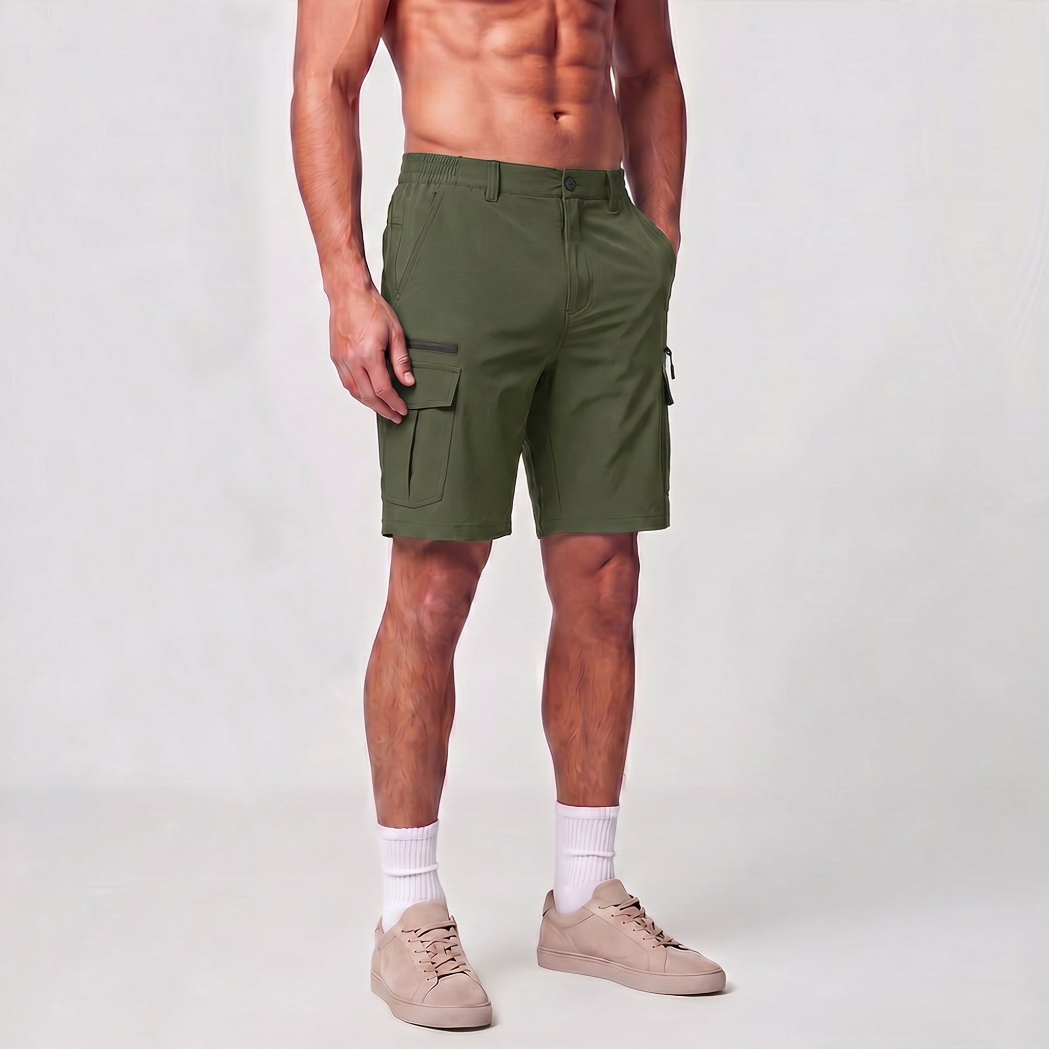Men 9 Inch Hiking Cargo Shorts - Water Resistant 7 Pocket Stretch Tactical Shorts Army Green by MAGCOMSEN