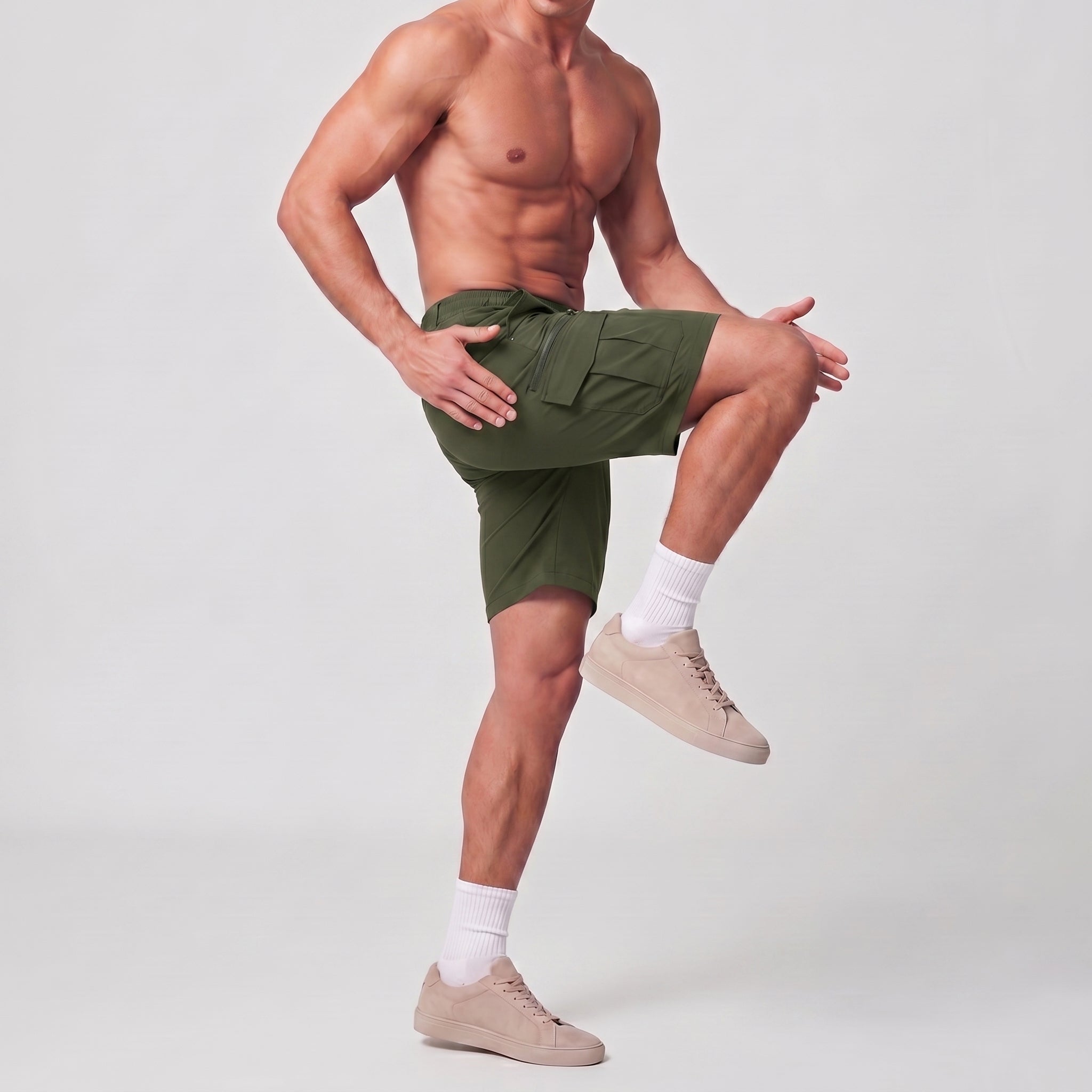 Men 9 Inch Hiking Cargo Shorts - Water Resistant 7 Pocket Stretch Tactical Shorts Army Green by MAGCOMSEN