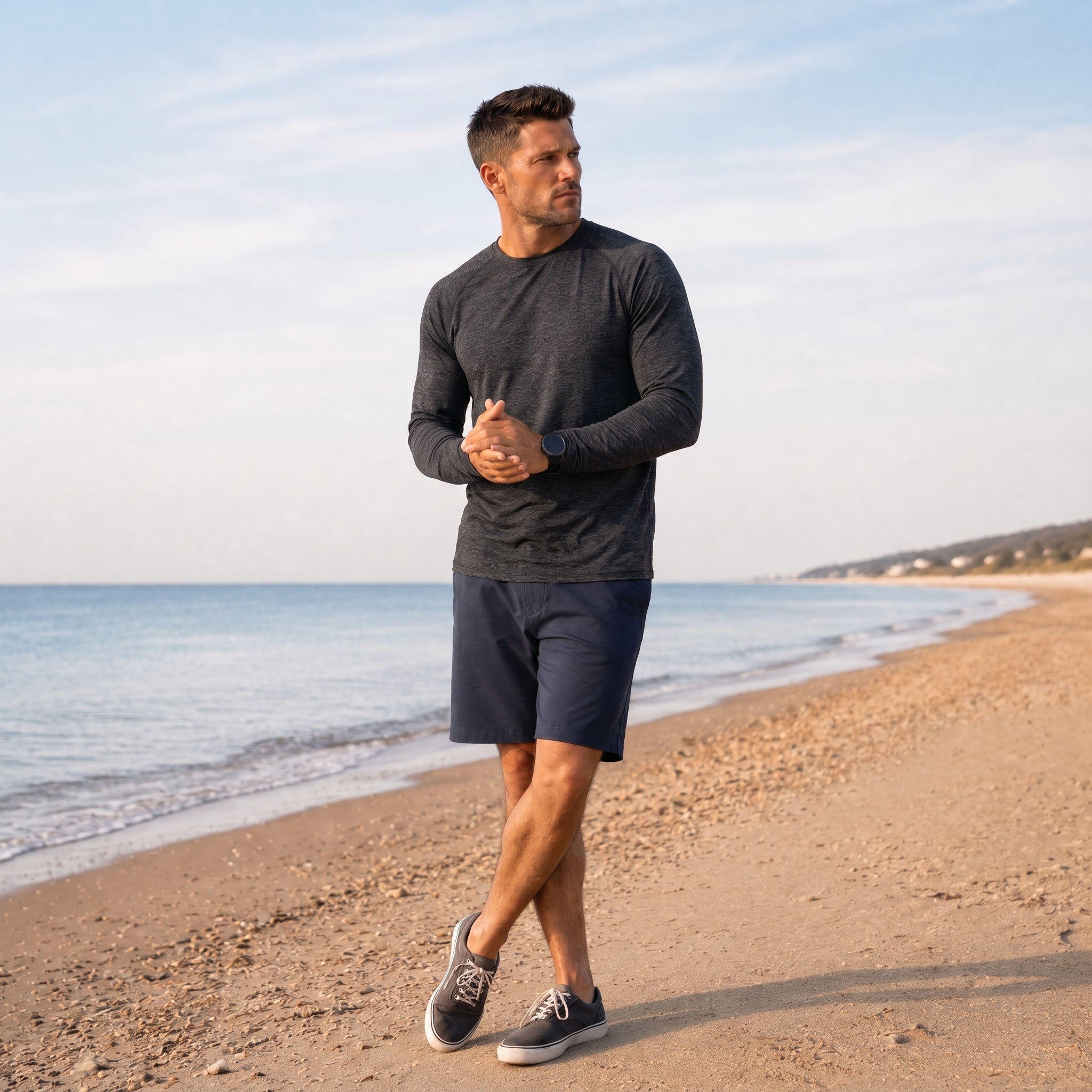 Men UPF 50 Plus Sun Protection Shirt - Quick Dry Cooling Long Sleeve Raglan Tee Black by MAGCOMSEN