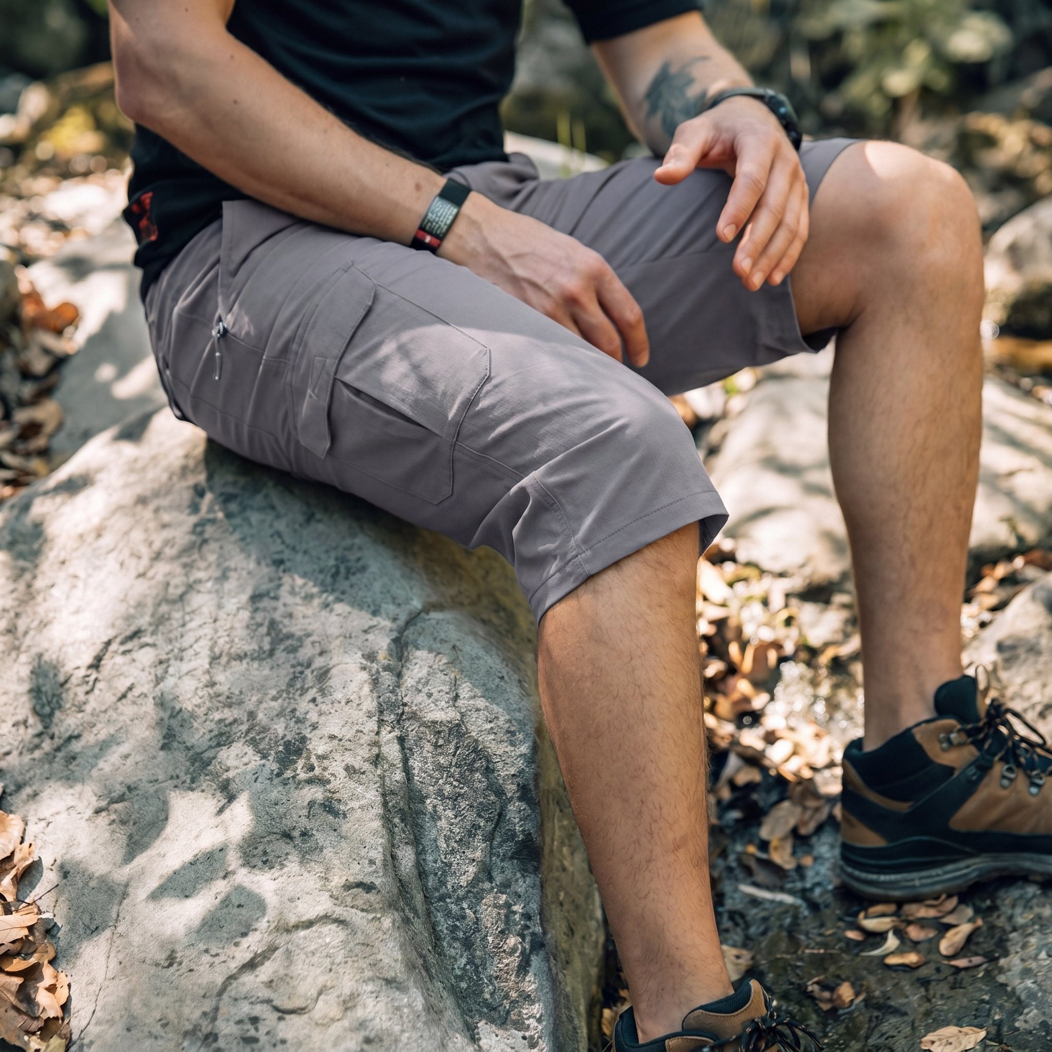 Men's 3/4 Hiking Capri Pants - Quick Dry Below Knee Shorts with 5 Pockets Light Grey by MAGCOMSEN