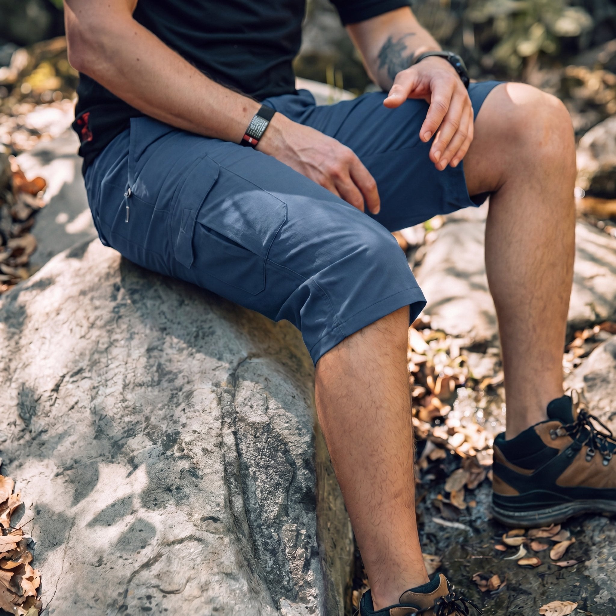 Men's 3/4 Hiking Capri Pants - Quick Dry Below Knee Shorts with 5 Pockets Blue Grey by MAGCOMSEN