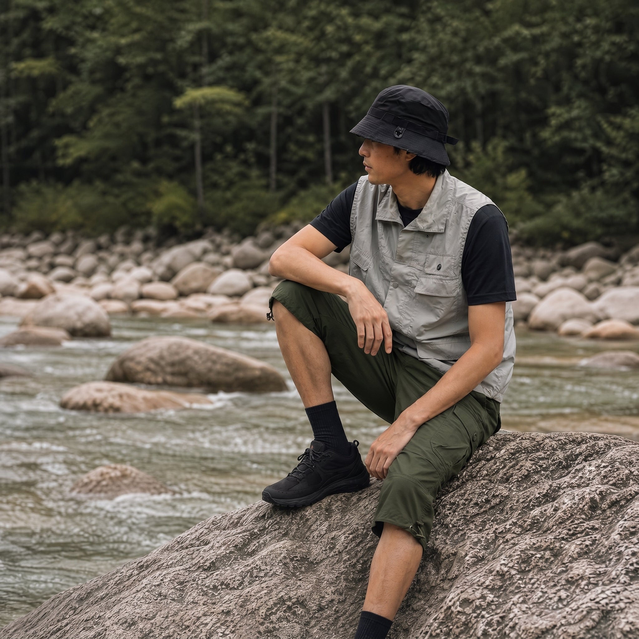 Men's Below Knee Cargo Shorts - Cotton, 7 Pockets, Work Capris Army Green by MAGCOMSEN