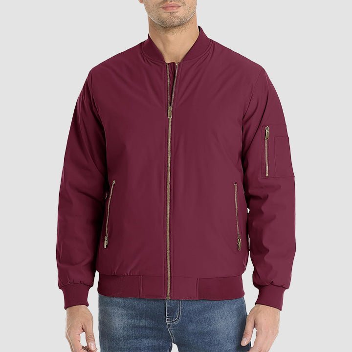 Men's Bomber Jacket – Casual Zip - Up Windbreaker Wine by MAGCOMSEN