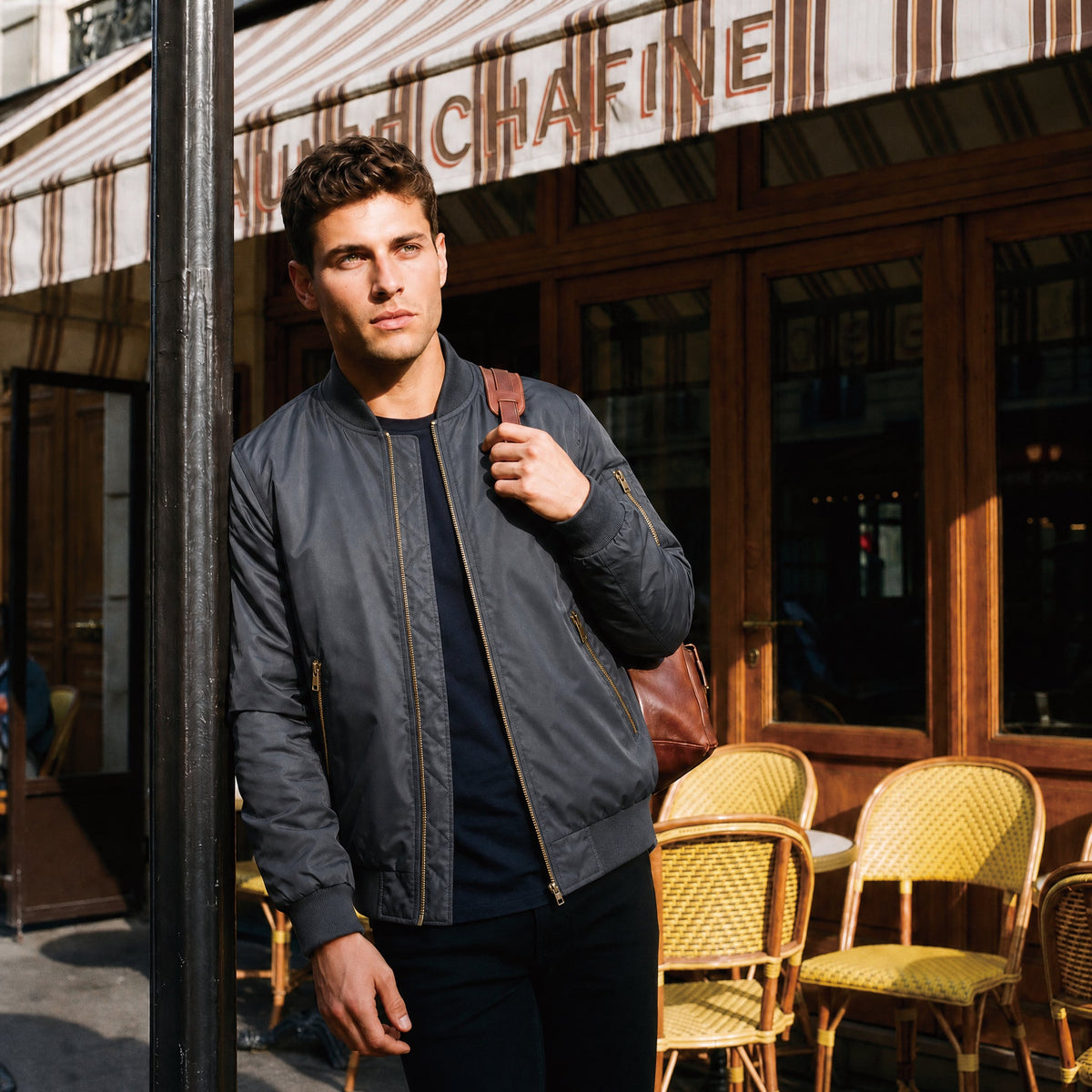 Dark Grey MAGCOMSEN Men's Bomber Jacket – Casual Zip-Up Windbreaker in #Color_Dark Grey