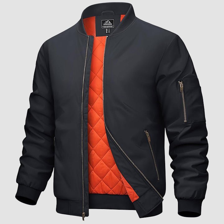 Men's Bomber Jacket – Casual Zip - Up Windbreaker Black by MAGCOMSEN