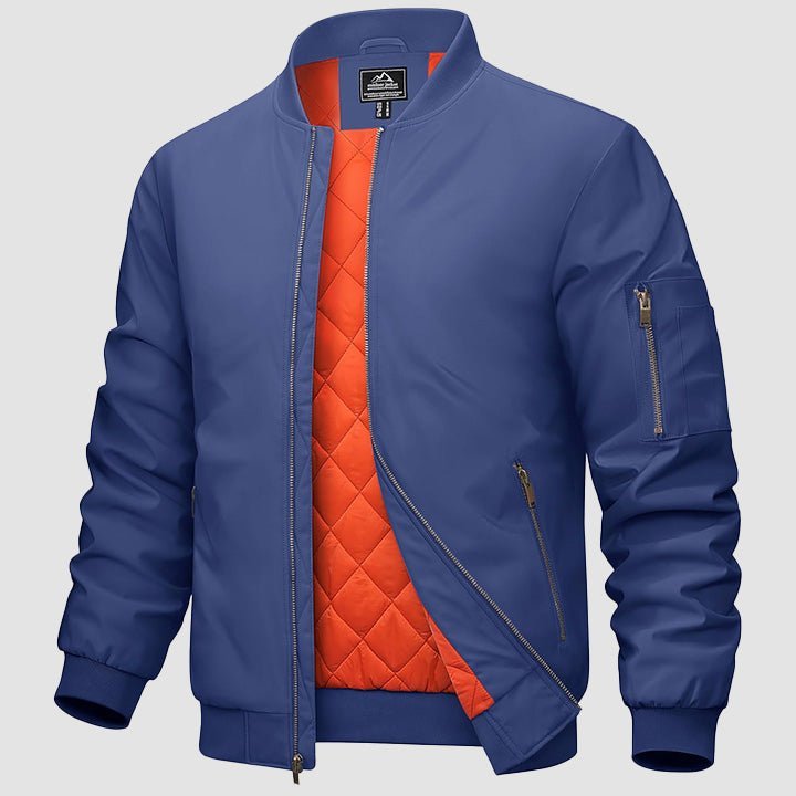 Men's Bomber Jacket – Casual Zip - Up Windbreaker Royal Blue by MAGCOMSEN