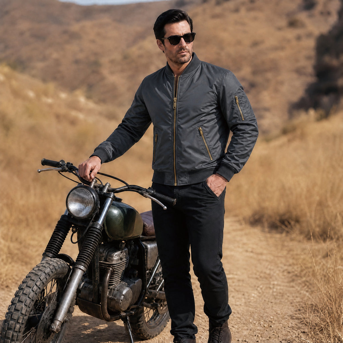 Dark Grey MAGCOMSEN Men's Bomber Jacket – Casual Zip-Up Windbreaker in #Color_Dark Grey
