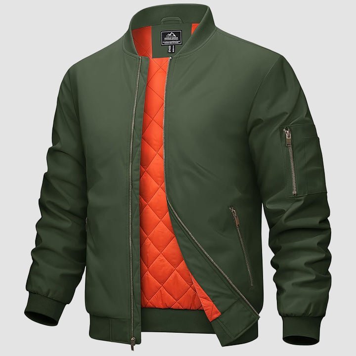 Men's Bomber Jacket - Casual Spring Zip-Up Windbreaker with