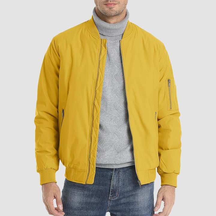 Men's Bomber Jacket – Casual Zip - Up Windbreaker Yellow by MAGCOMSEN
