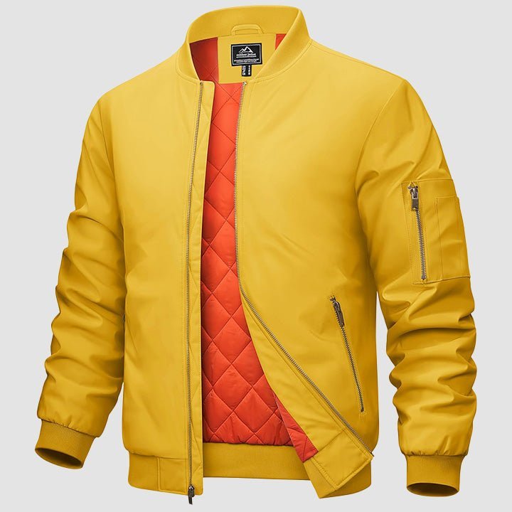 Men's Bomber Jacket – Casual Zip - Up Windbreaker Yellow by MAGCOMSEN
