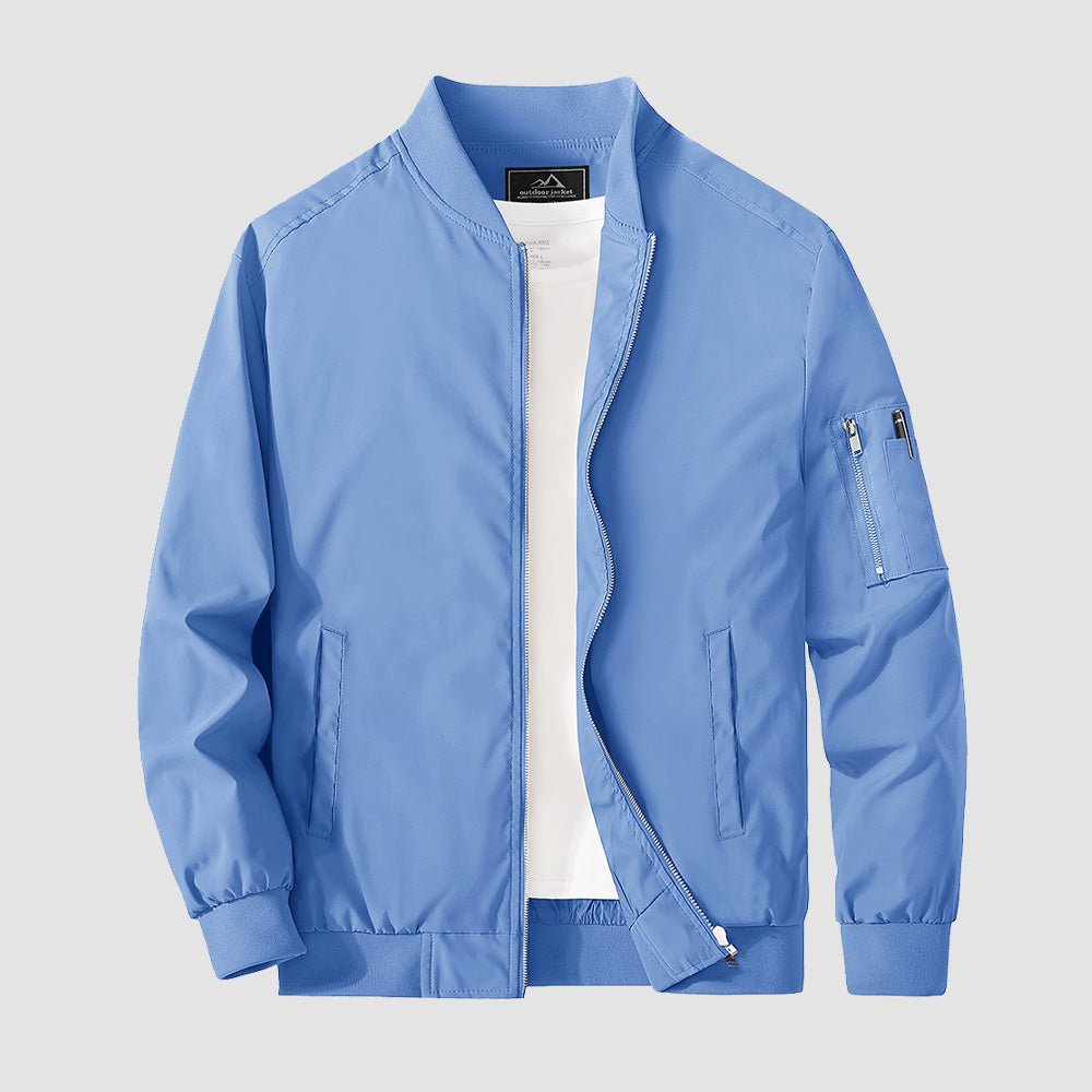 Men's Bomber Jacket Lightweight Windproof Casual Jacket Light Blue by MAGCOMSEN