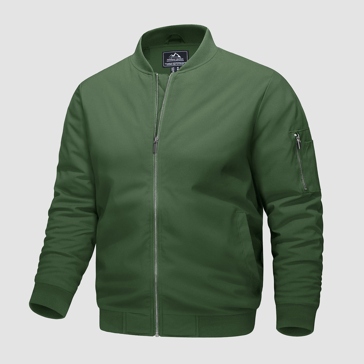 Army Green MAGCOMSEN Men's Bomber Jacket, Quilted & Windproof with Pockets in #Color_Army Green
