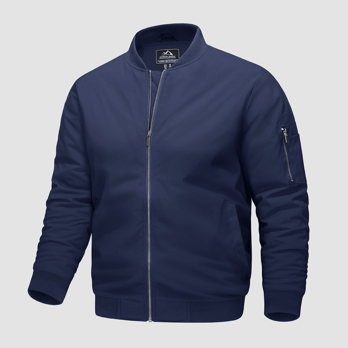 Men's Bomber Jacket, Quilted & Windproof with Pockets Navy by MAGCOMSEN