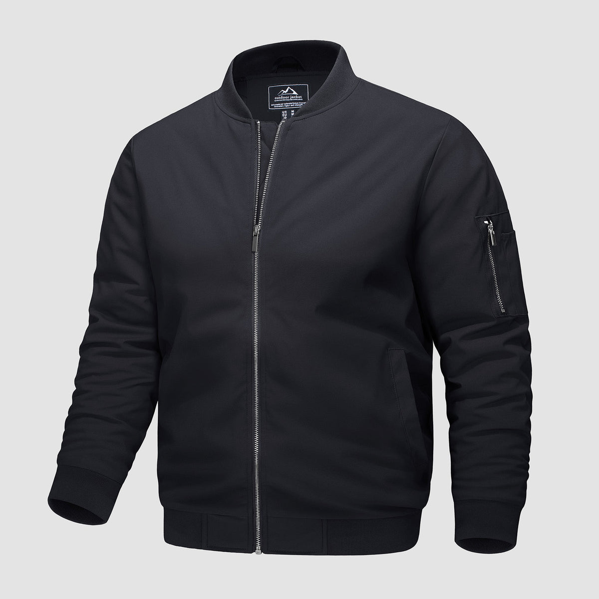Men's Bomber Jacket, Quilted & Windproof with Pockets Black by MAGCOMSEN