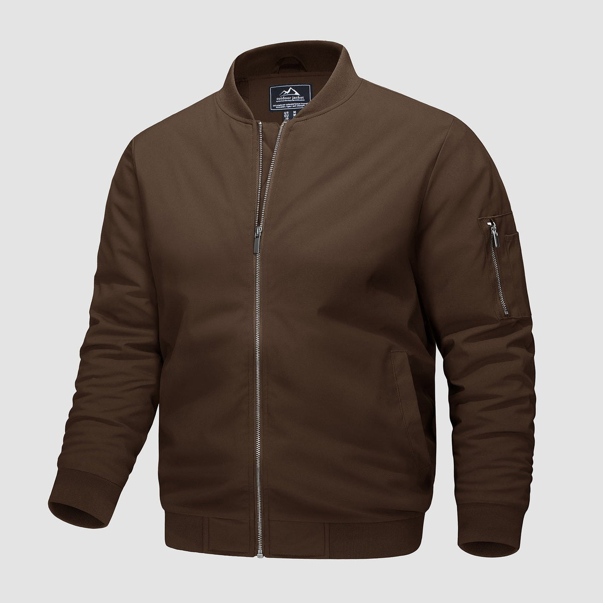 Men's Bomber Jacket, Quilted & Windproof with Pockets Coffee by MAGCOMSEN