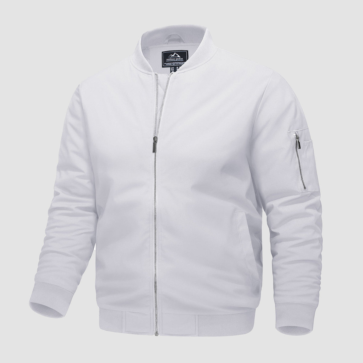 Men's Bomber Jacket, Quilted & Windproof with Pockets White by MAGCOMSEN
