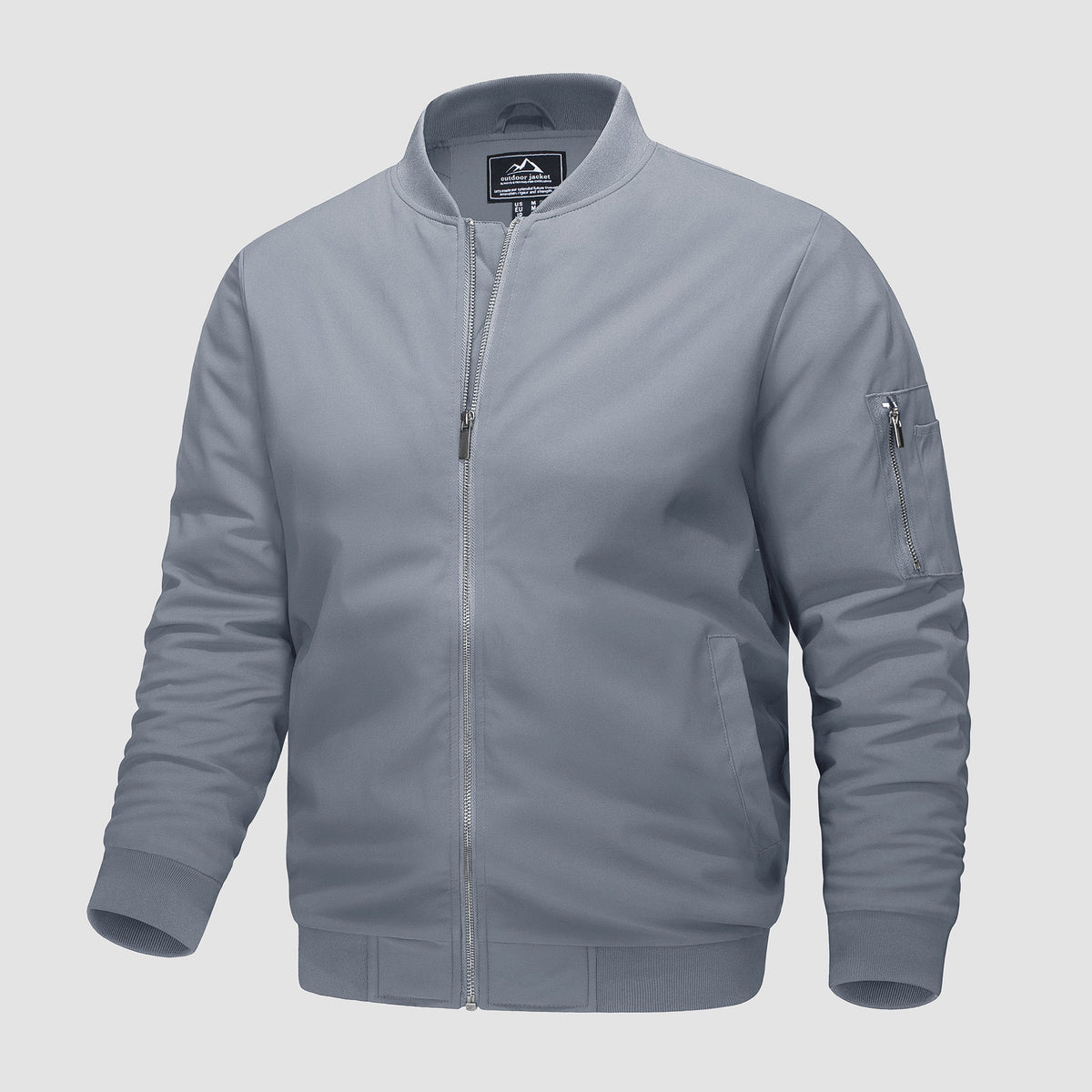 Light Grey MAGCOMSEN Men's Bomber Jacket, Quilted & Windproof with Pockets in #Color_Light Grey
