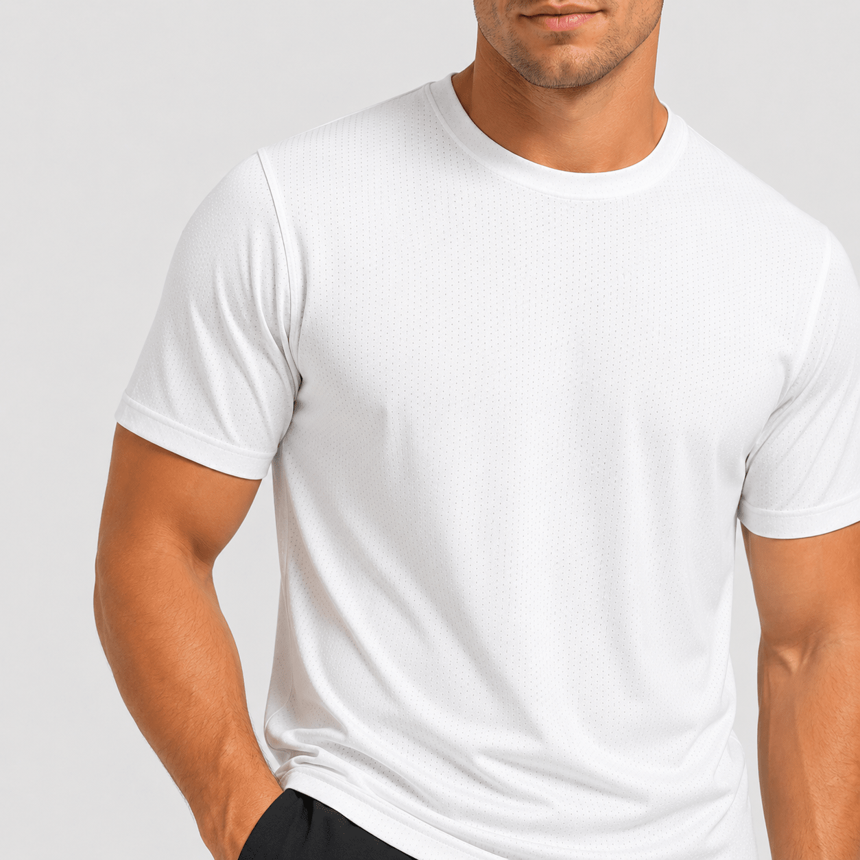 Men's Breathable Mesh Workout T-Shirt – Quick Dry 4-Way Stretch White by MAGCOMSEN