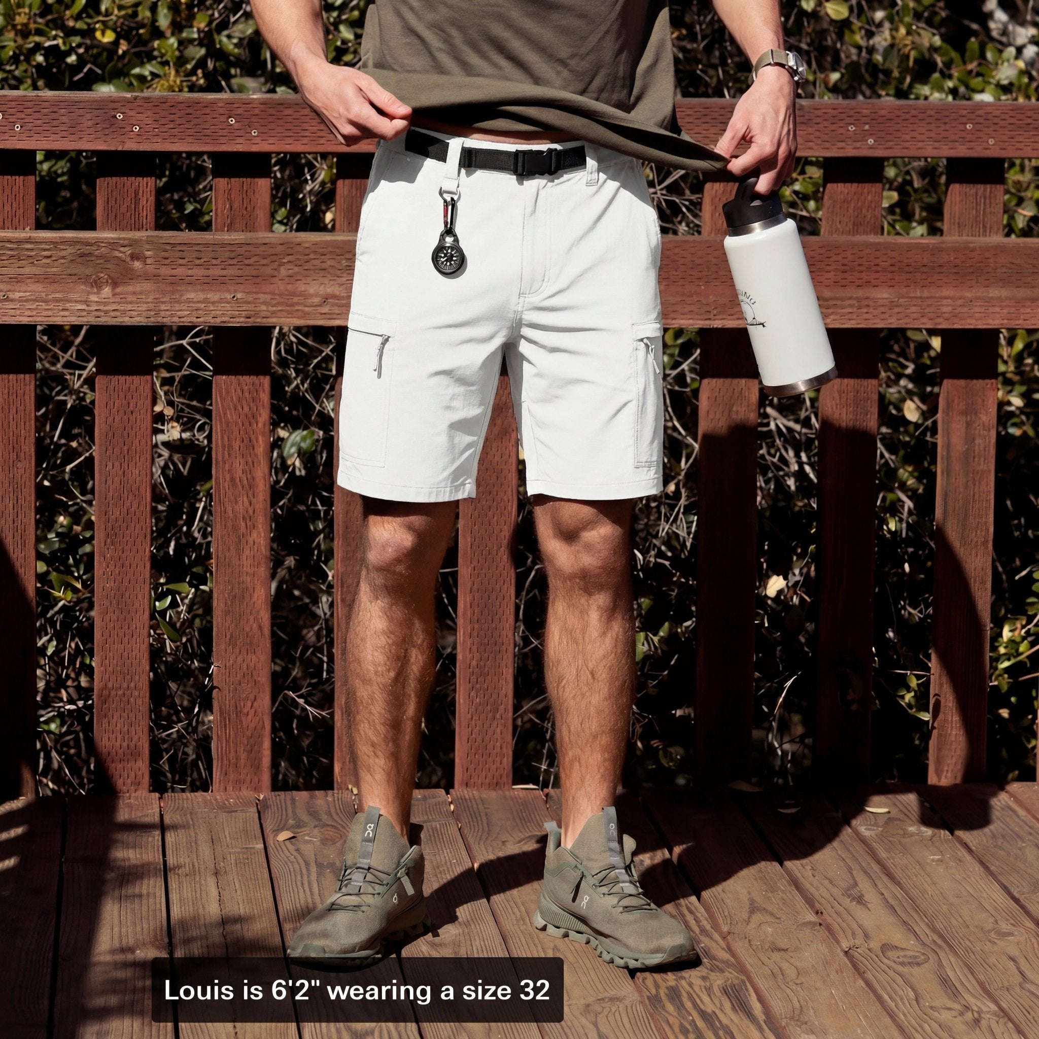 Magcomsen Men's Casual Quick-Dry 5 Pockets Cargo Short White by MAGCOMSEN #Color_White
