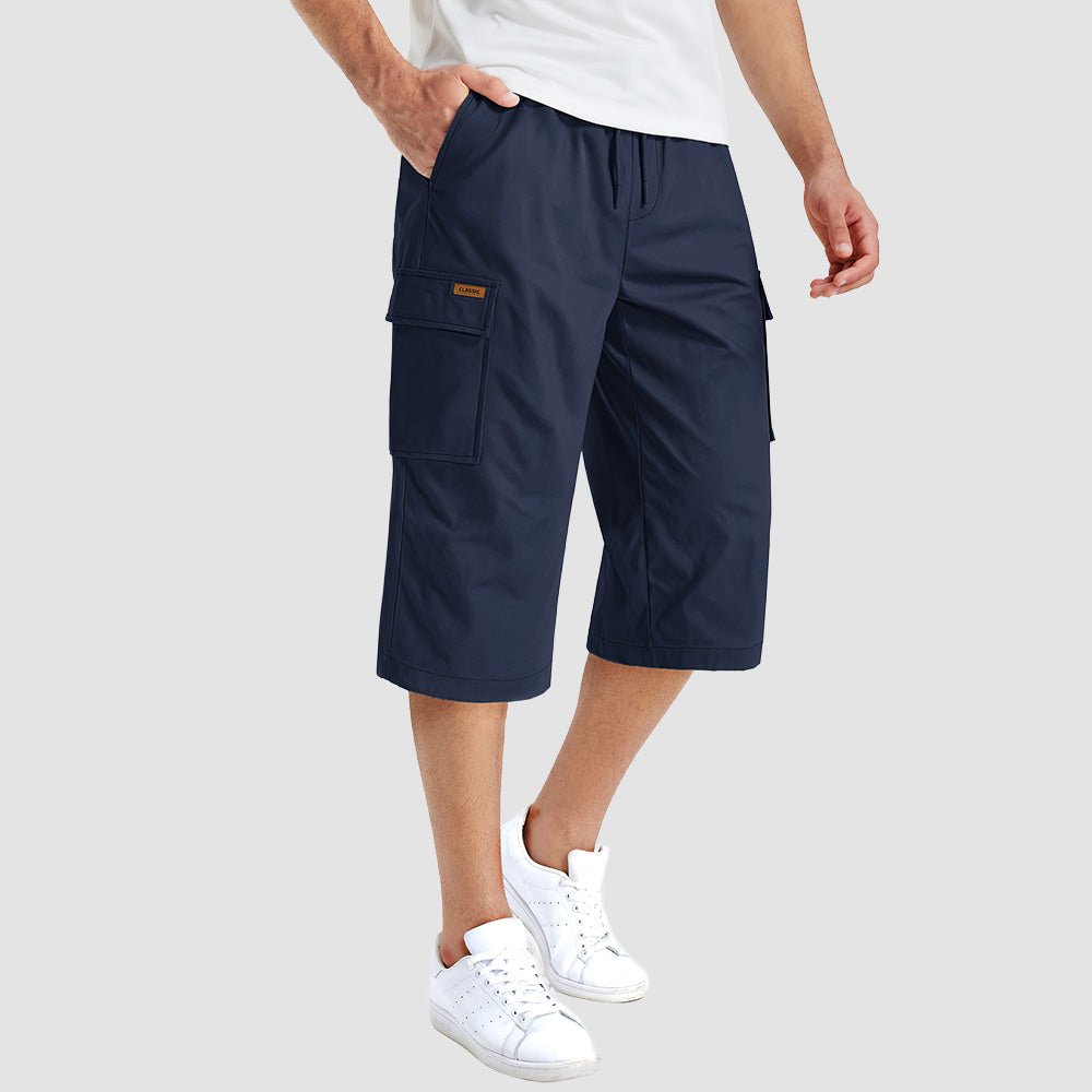 Men's Cotton Cargo Shorts - Below Knee Stretch Work Shorts Navy by MAGCOMSEN