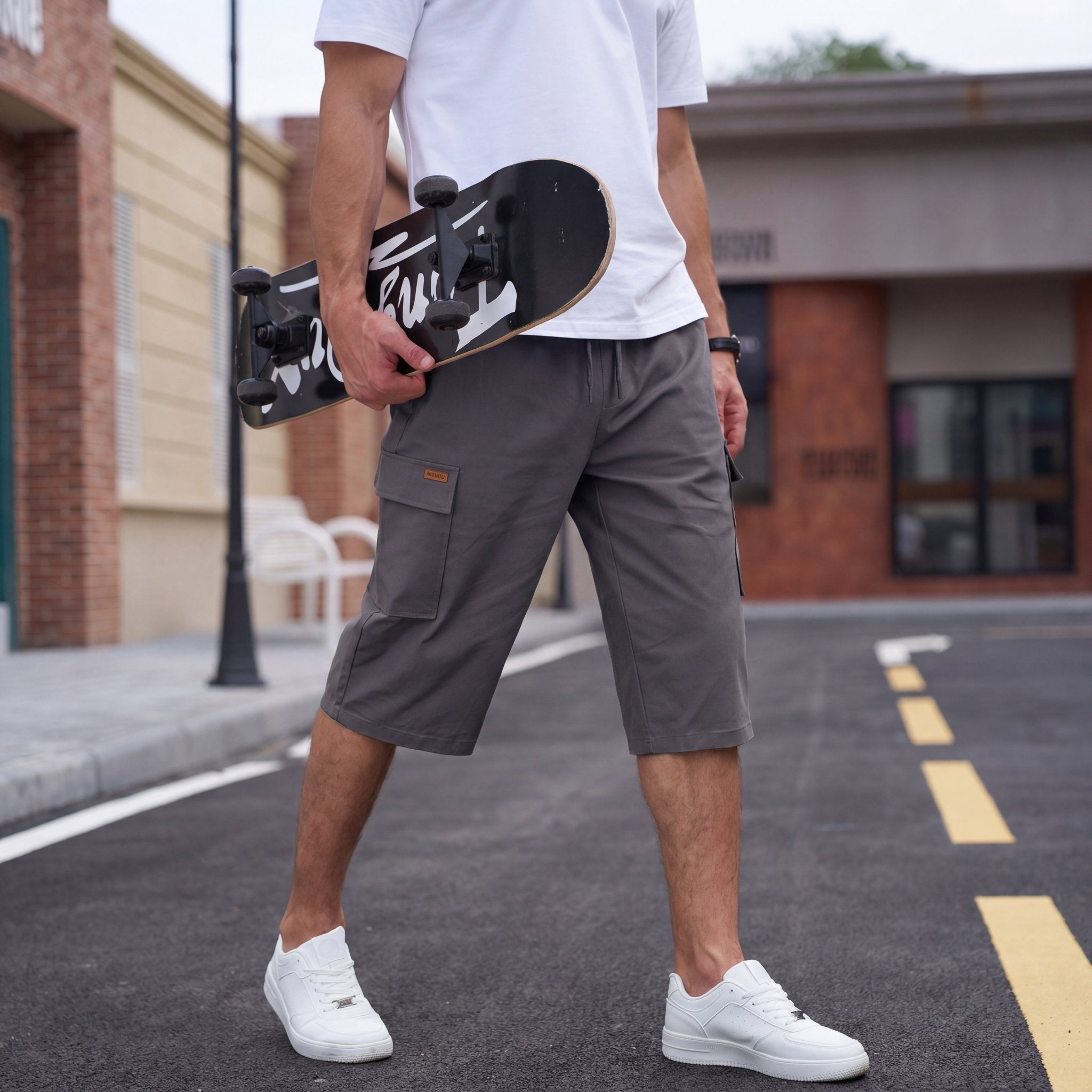 Men's Cotton Cargo Shorts - Below Knee Stretch Work Shorts Deep Grey by MAGCOMSEN