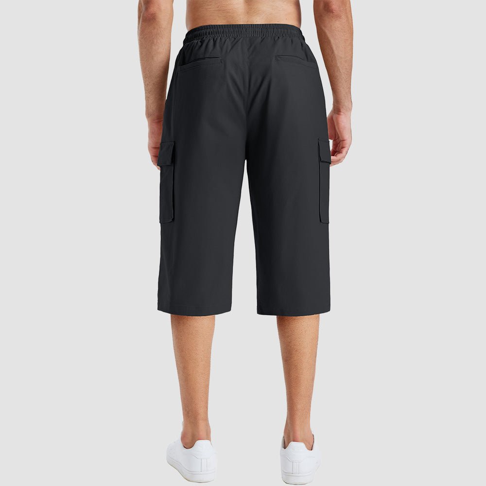 Men's Cotton Cargo Shorts - Below Knee Stretch Work Shorts Black by MAGCOMSEN