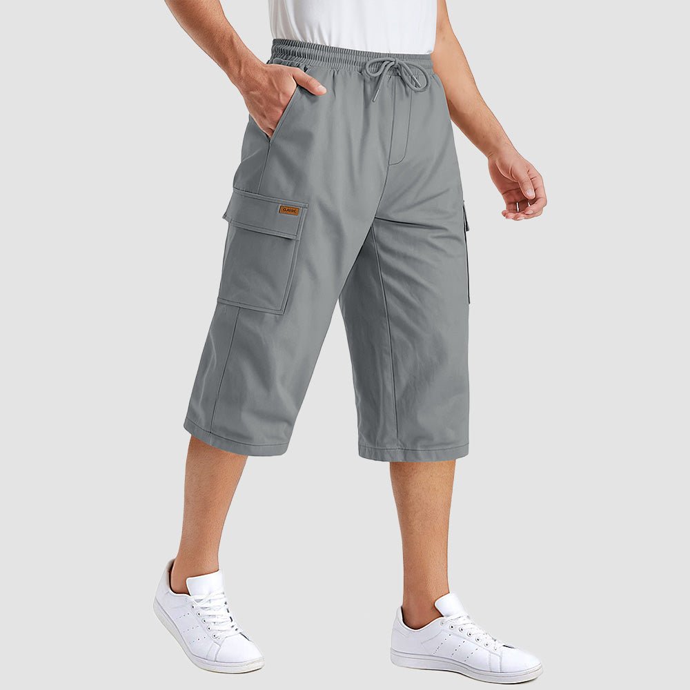 Men's Cotton Cargo Shorts - Below Knee Stretch Work Shorts Light Grey by MAGCOMSEN