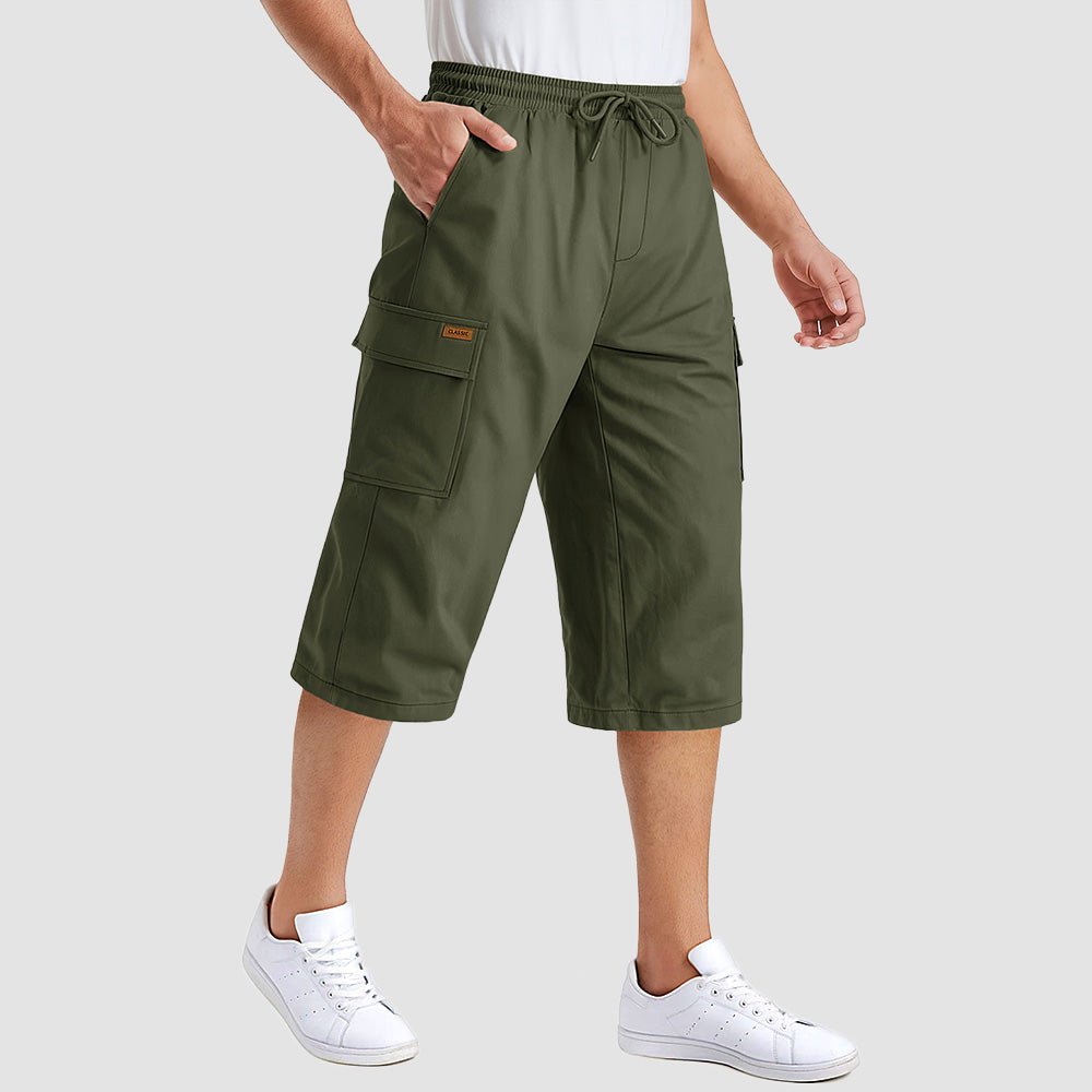 Men's Cotton Cargo Shorts - Below Knee Stretch Work Shorts Army Green by MAGCOMSEN