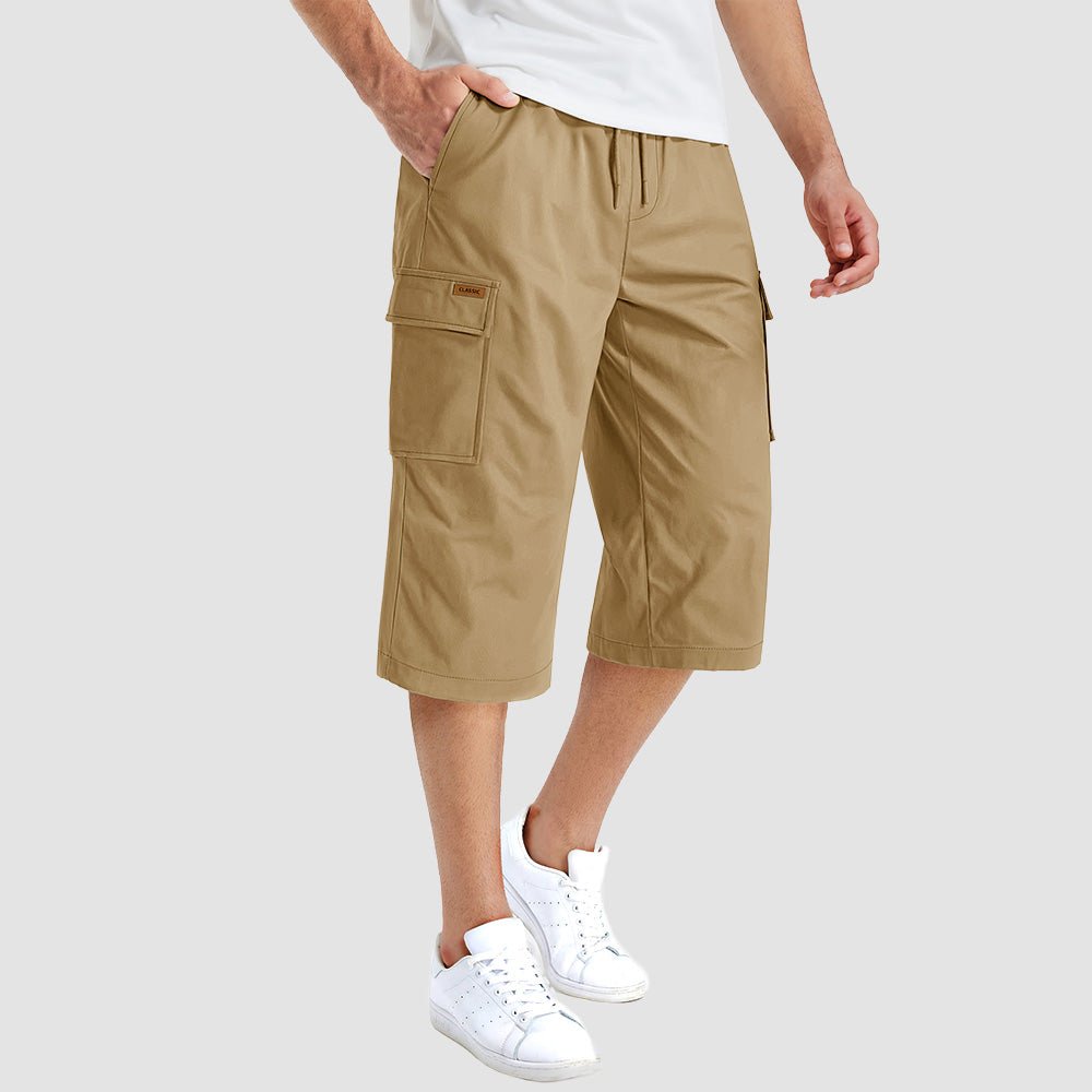 Men's Cotton Cargo Shorts - Below Knee Stretch Work Shorts Light Grey by MAGCOMSEN