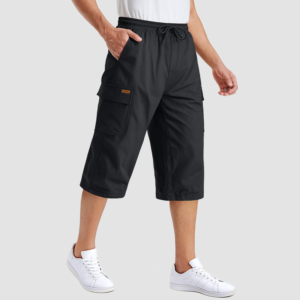 Men's Cotton Cargo Shorts - Below Knee Stretch Work Shorts Black by MAGCOMSEN