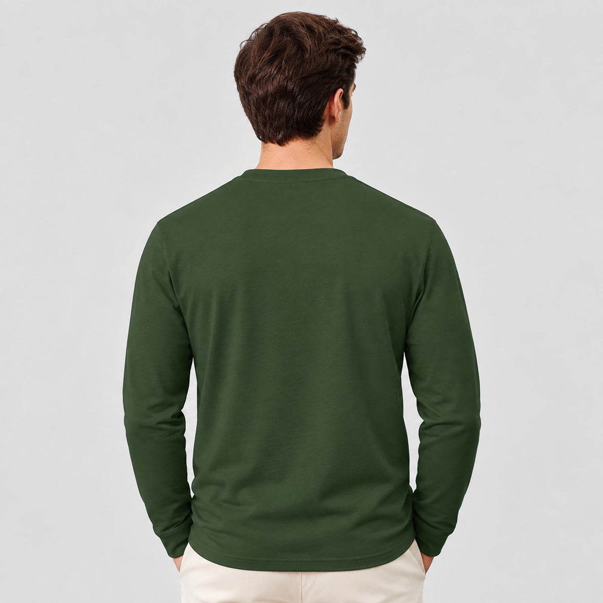 Army Green MAGCOMSEN Men's Cotton Long Sleeve Henley Shirt, Casual Work Tee in #Color_Army Green